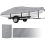 Rockvale Boat Cover, Heavy Duty 600D Trailerable Waterproof Boat Canvas, Universal Marine Grade Outboard Boat Shade for Bass Boat, Tri-Hull, V-Hull, Ski, Fishing Runabout Boat (17-19ft, Gray)