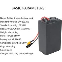 Wnicek 24V E-Bike Lithium Battery 10Ah 12.5Ah 15Ah 17.5Ah 20Ah 22.5Ah 25Ah Battery Pack for 200W-600W Motor for Electric Scooters Electric Tools with BMS+ Charger