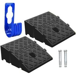 2Pack Curb Ramp Black Color with one Large Hose Hook, Portable Lightweight Heavy Duty Plastic Driveway Curb Ramps for Low Cars,Motorcycle Ramp,Curb Ramps (4.33 inch High)