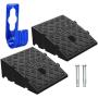 2Pack Curb Ramp Black Color with one Large Hose Hook, Portable Lightweight Heavy Duty Plastic Driveway Curb Ramps for Low Cars,Motorcycle Ramp,Curb Ramps (4.33 inch High)