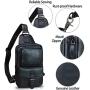 Genuine Leather Sling Bag Crossbody Motorcycle Bag Handmade Hiking Chest Daypack Retro Shoulder Backpack (Darkgrey)