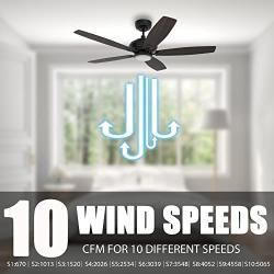 Smart Ceiling Fan With Lights, Voice Control Indoor & Outdoor Ceiling Fan With 10 Speeds And Dimmable Lights, 52 Inch DC Ceiling Fan Compatible With Alexa, Siri & Google, Farmhouse Ceiling Fan Style