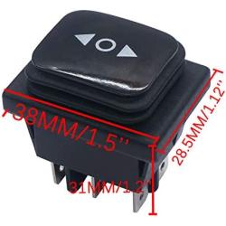 TWTADE Momentary Polarity Reverse Switch Waterproof DC 12V 10A Control Motor for Hoist, Crane, Linear Actuator 6 Pin 3 Position (ON)-Off-(ON) AC 110V-220V Rocker Toggle Switch With Wire KCD4-223-JT