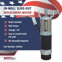 NOVOPARTS 364262 in-Wall RV Slide Out Motor with Brake 42mm
