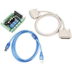 MACH3 Motion Control Card Set 6 Axis CNC MACH3 Controller USB Interface Breakout Board with USB Cable 25 Pin Parallel Cable for Motor Driver