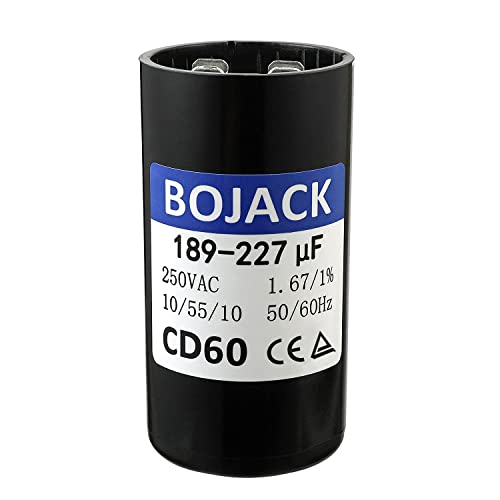 BOJACK 189-227 uf/MFD 250 VAC ±20% 50/60 Hz CD60 Round Motor Well Pump Start Capacitor