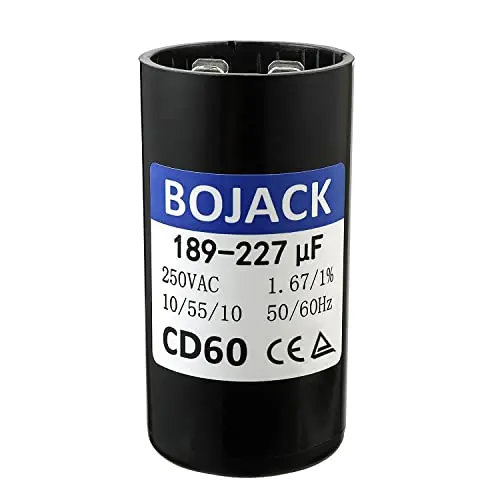 BOJACK 189-227 uf/MFD 250 VAC ±20% 50/60 Hz CD60 Round Motor Well Pump Start Capacitor