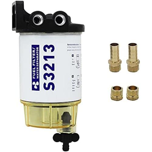S3213 Fuel Water Separator Marine Kit, 10 Micron Filter Effect is Suitable for 3/8 Inch Npt Outboard Motor Mercury 35-60494-1, 18-7932-1, 18-17928, 35-809097