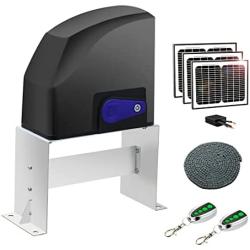 TOPENS DKC500S Solar Sliding Gate Opener Chain Drive Automatic Gate Motor for Heavy Driveway Slide Gates Up to 1300 Pounds, Electric Gate Operator Battery Powered with Solar Panel Remote Control Kit