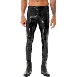 MSemis Mens Faux Leather Pants Punk 80s Rock Skinny Leggings Tight Gothic Motorcycle Biker Pants
