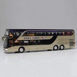 Zerone Alloy Double Decker Bus Model Toy Electric Bus Toy 1:32 with Lights and Music,Toy Vehicles Mould Pull-Back Motor Coach Bus for Boys and Girls(Gold)