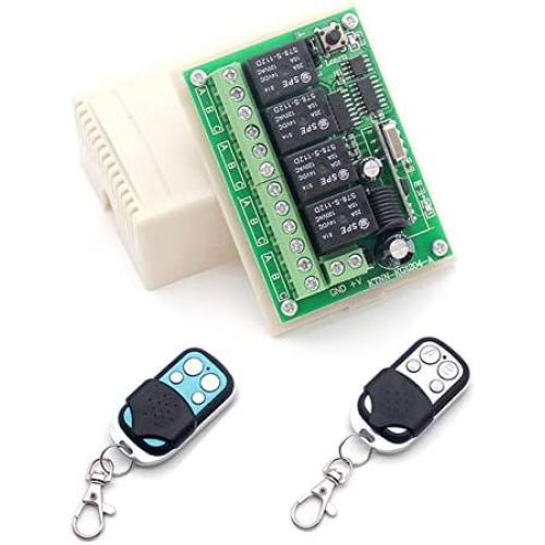 Calvas DC 12V 4CH Relay Module 433MHz Receiver Wireless Remote Control Switch Motor Controller for Anti-theft alarm with Jumper Cap - (Color: Switch w 2RF)