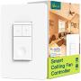 TREATLIFE Smart Ceiling Fan Control, 4 Speed Fan Switch for Ceiling Fan, Neutral Wire Required, Smart Home Devices that Works with Alexa and Google Assistant, Remote Control, Schedule, No Hub Required