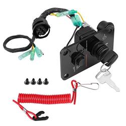 12V Outboard Single Engine Key Switch Panel Single Key Switch Panel Assembly for Outboard Ignition Switch Yacht 704-82570-12-00