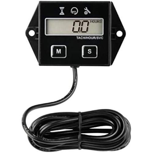 Runleader Digital Hour Meter Tachometer, Maintenance Reminder, User Shutdown , Use for ZTR Lawn Mower Tractor Generator Marine Outboard ATV Motor Snowmobile and Gas Powered Equipment (1)