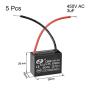 uxcell Ceiling Fan Capacitor CBB61 3uF 450V AC 2 Wires Metalized Polypropylene Film Capacitors 38x19x28mm for Water Pump Motor Generator, Pack of 5