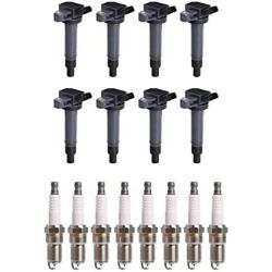ENA Ignition Coil Pack and Spark Plug Set of 8 Compatible with Toyota 4Runner Tundra Sequoia 4.7L V8 Replacement for UF230