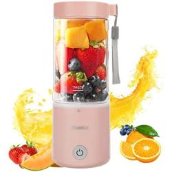 Gbasics Portable Blender USB Rechargeable, Personal Size Blender for Shakes and Smoothies, Strong Cutting Power with Type-C and 6 Blades, 14.2 Oz Mini Juicer Cup for Sports, Travel Outdoors and Kitchen