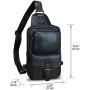 Genuine Leather Sling Bag Crossbody Motorcycle Bag Handmade Hiking Chest Daypack Retro Shoulder Backpack (Darkgrey)