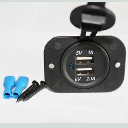 XYZ Boat Supplies Dual USB Charger Socket for Boat/Rv/Car/Motor-Home (Black)