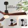 Ceiling Fan With Light, Exbrite, 52 inch Downrod Mount Ceiling Fan, 3 Carved Wood Fan Blade Classical Style Fan with Remote Control Noiseless Motor Remote Control Ceiling Fan With Light (Walnut AC)