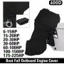 WFLNHB Outboard Motor Cover Black Heavy Duty 600D Oxford Waterproof Fabric Motor Hood Outboard Engine Covers with Windproof Strap Fits up to 6-225 HP