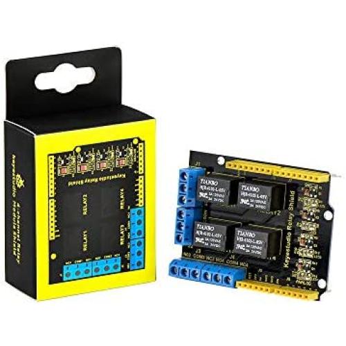KEYESTUDIO 4 Channel Relay Shield 5V for Arduino Controller R3 ARM PIC AVR STM32 Raspberry Pi HIGH Level Trigger Relay Module Expansion Board