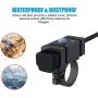 iMESTOU Motorcycle Phone Charger Kit 18W Ring Terminal to USB C 3.0A Quick Charge Dual USB QC 3.0 Handlebar Cellphone Charge Adapter Switch & Fuse for 12V/24V Motorcycles