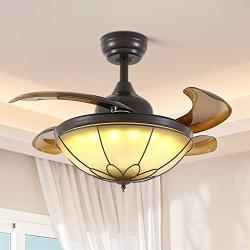 NOXARTE 36 Ceiling Fan with Light Remote Control Vintage Dimmable Retractable Fan Chandelier Lighting Fixture for Living Dining Room