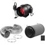 iPower 6 Inch 395 CFM Exhaust Inline Fan with Speed Controller and Hook Designed Air Carbon Filter with 8 Ft Aluminum Foil Dryer Ducting for Grow Tent, 6 Fan&Filter