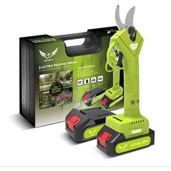 Electric Pruning Shears, Battery Powered Tree Pruner with 2 pack 2Ah Lithium Batteries, Cordless Electric Tree Pruning with Brushless Motor- 30MM (1.2 inch) Max Cutting Diameter and Green(HZTW002)