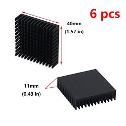 Antrader 6pcs Aluminum Chipset Heat Radiator Cooling Fin Heatsink 40mm x 40mm x 11mm Black