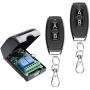 DC 12V 24V 36V 48V Wide Voltage RF Wireless Remote Light Switch 2 Channel 433Mhz Wireless Receiver with Transmitter, 12-48V Momentary 10A Relay Switch for Widely Used Home Smart