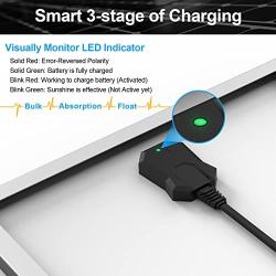 SUNER POWER 12V Waterproof Solar Battery Trickle Charger & Maintainer - 10 Watts Solar Panel Built-in Intelligent MPPT Solar Charge Controller + Tubular Mount Bracket + SAE Connection Cable Kits