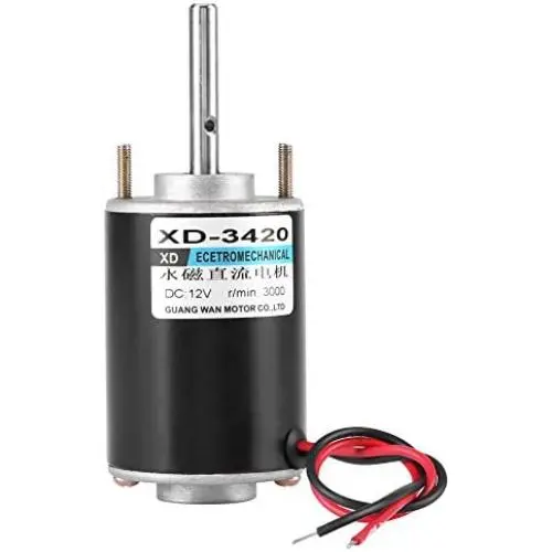 12V/24V 30W CW/CCW Permanent Magnet DC Motor Reversible Electric Gear Motor High Speed Low Noise for DIY Generator XD-3420 (12V 3000RPM)