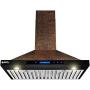 AKDY Wall Mount Range Hood - Embossed Copper Hood Fan for Kitchen - 4-Speed Professional Quiet Motor - Premium Touch Control Panel - Elegant Vine Design - Dishwasher Safe Baffle Filters (30 in.)