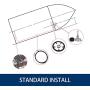 14ft Outboard Steering System Mechanical Boat Rotary Steering Kit Turbine Outboard Steering Cable with Luxury Foamed Steering Wheel