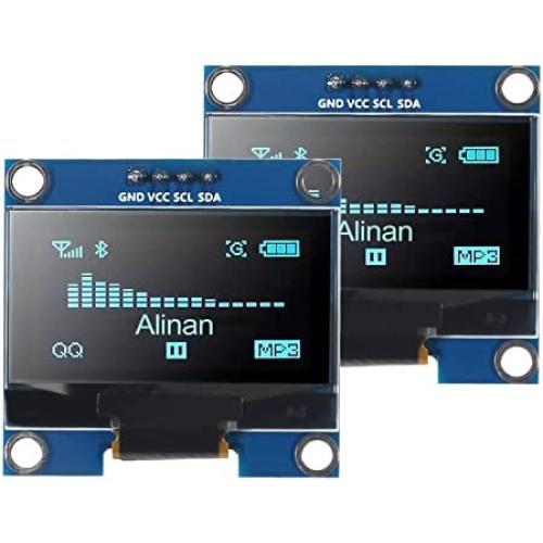 Alinan 2pcs OLED Display Module I2C 4pin 128X64 1.3 Inch Display Module SSD1106 Blue for R3 STM