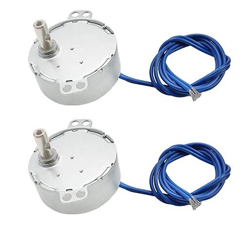 Fielect 2Pcs Synchronous Motor AC 110V 60-70RPM Turntable Motor CW/CCW Direction 4W TYC-50 Horizontal Hole Tapping Shaft