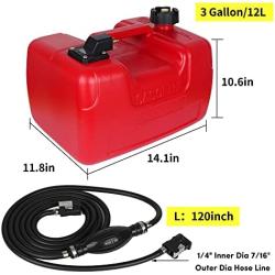 VEITHI Rectangular Portable Boat Fuel Tank with Hose Connector for Marine Outboard Motor Fuel Tank- Red (1pack)