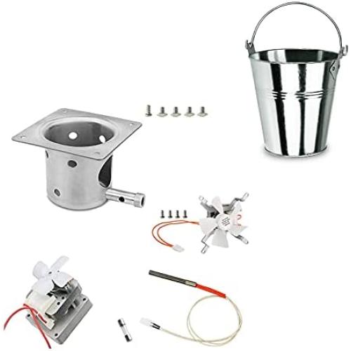 GRISUN Fire Burn Pot, Hot Rod Ignitor, Auger Motor and Grill Induction Fan Kit Replacement Parts Wood Pellet Grill Drip Grease Bucket