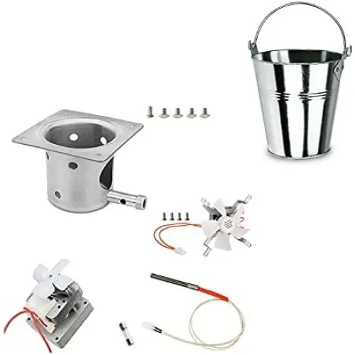 GRISUN Fire Burn Pot, Hot Rod Ignitor, Auger Motor and Grill Induction Fan Kit Replacement Parts Wood Pellet Grill Drip Grease Bucket