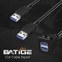 BATIGE Dual Ports Square USB 3.0 Panel Flush Mount Extension Cable with Buckle for Car Truck Boat Motorcycle Dashboard 6ft