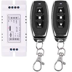 Motor Wireless Remote Switch 12V Universal 2 Channel RF Remote Control, 433Mhz Remote Receiver Switch 9V - 12V DC Motor Controller 2 Transmitter with 1 Receiver