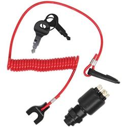 175974 5005801 Boat Ignition Switch with 2 Keys & Safety Lanyard Assembly Compatible with OMC Johnson Evinrude Boat Outboard Motor 40-200 HP