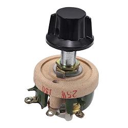 Fielect 25W 150R Ohm Ceramic Wire Wound Potentiometer Linear Rotary Resistor Rheostat with Knob for Industiral Machinery RPM Adjustment