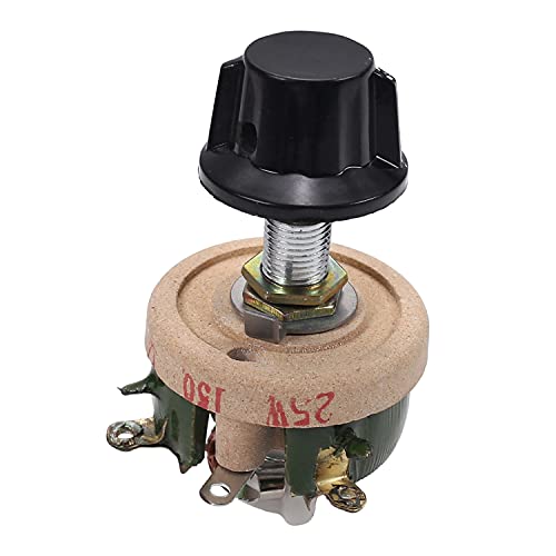 Fielect 25W 150R Ohm Ceramic Wire Wound Potentiometer Linear Rotary Resistor Rheostat with Knob for Industiral Machinery RPM Adjustment