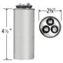 PowerWell 60+7.5 uf MFD 370 or 440 Volt Dual Run Round Capacitor PW-60/7.5R Condenser Straight Cool/Heat Pump Air Conditioner - Guaranteed to Last 5 Years