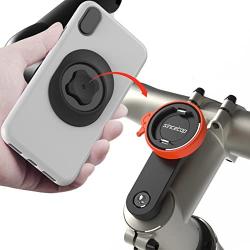 Bike Phone Mount for Mountain Bicycle, Universal Aluminum Road Bike Stem Cap Cell Phone Holder, Connect Quickly Riding Clip Stand, MTB Handlebar Clamp Quick Release for iPhone Samsung Google-Orange