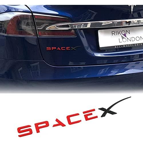 Compatible with Tesla SpaceX Sticker 3D Car Rear Trunk Emblem Sticker for Tesla Accessories (SpaceX Red)